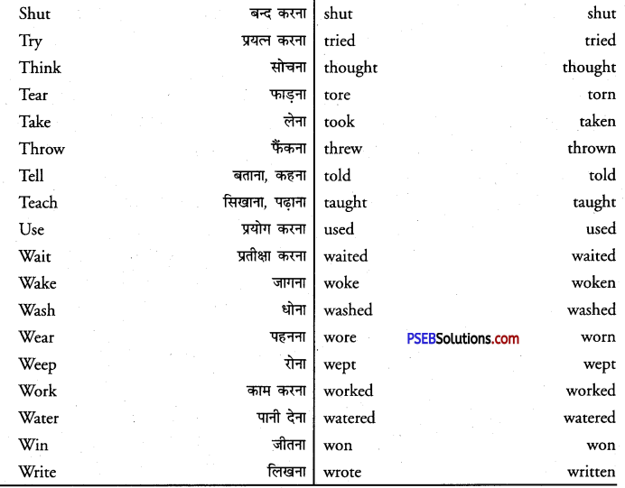 PSEB 8th Class English Grammar The Verb 4